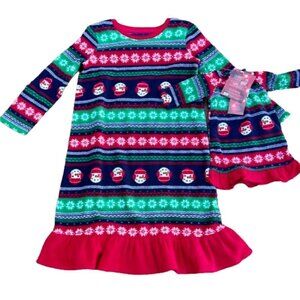 Toddler Girls Nightgown & Doll Gown Pajamas Set size 3T Showman/Snowflake Theme